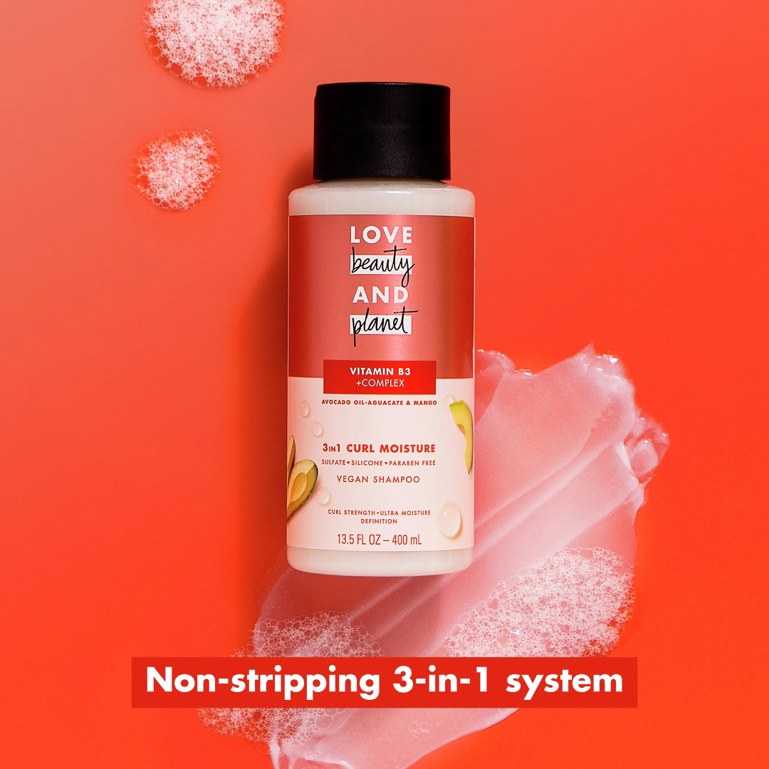 Love Beauty and Planet 3- in-1 Luscious Waves Shampoo Avocado Oil Aguacate Mango and Vitamin E 13.5 Fl Oz 