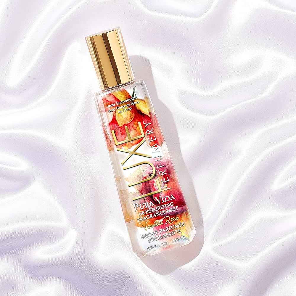 Luxe Perfumery Pura Vida Vanilla Rose Moisturizing Fragrance Mist for Women, 8.0 fl oz