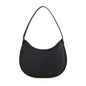 Small Vegan Leather Shoulder Bag – Black Crescent Hobo Purse with Expansion Zipper - MegoDeals