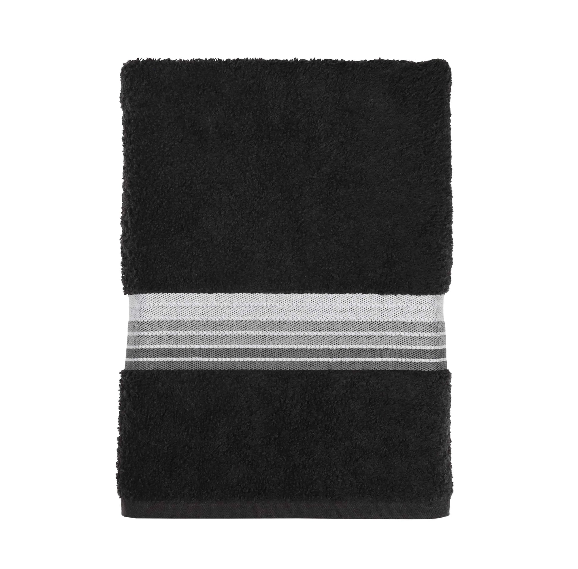 Mainstays Basic Bath Towel – Soft 100% Cotton, Highly Absorbent Striped Design – Everyday Comfort & Style