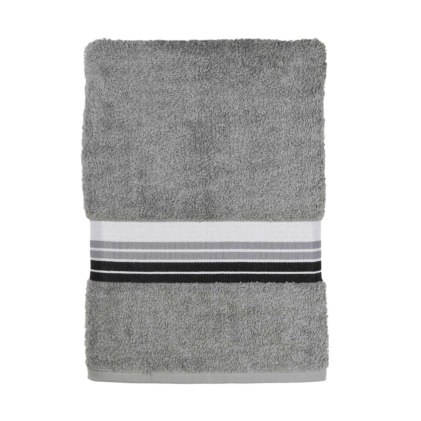 Mainstays Basic Bath Towel – Soft 100% Cotton, Highly Absorbent Striped Design – Everyday Comfort & Style