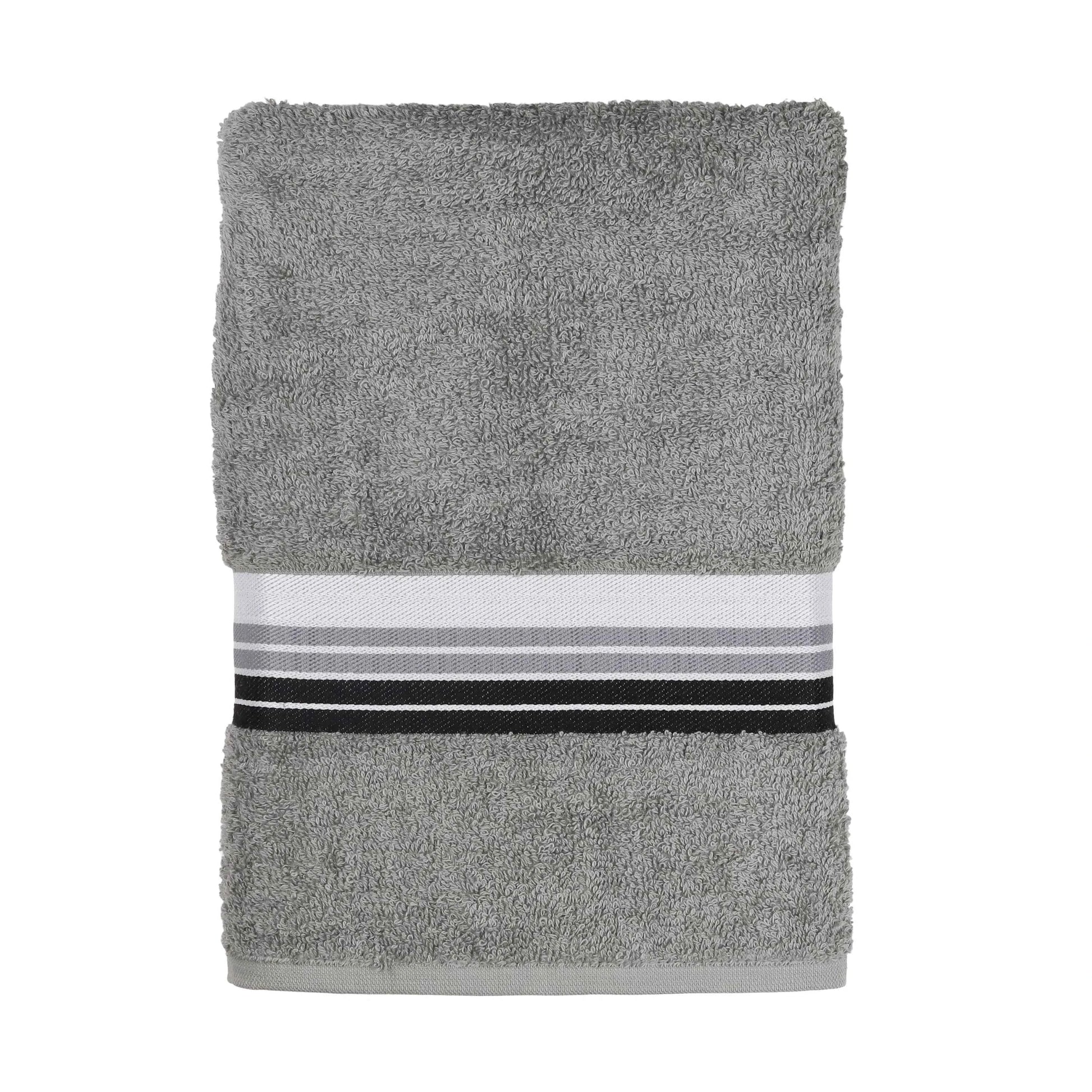 Mainstays Basic Bath Towel – Soft 100% Cotton, Highly Absorbent Striped Design – Everyday Comfort & Style