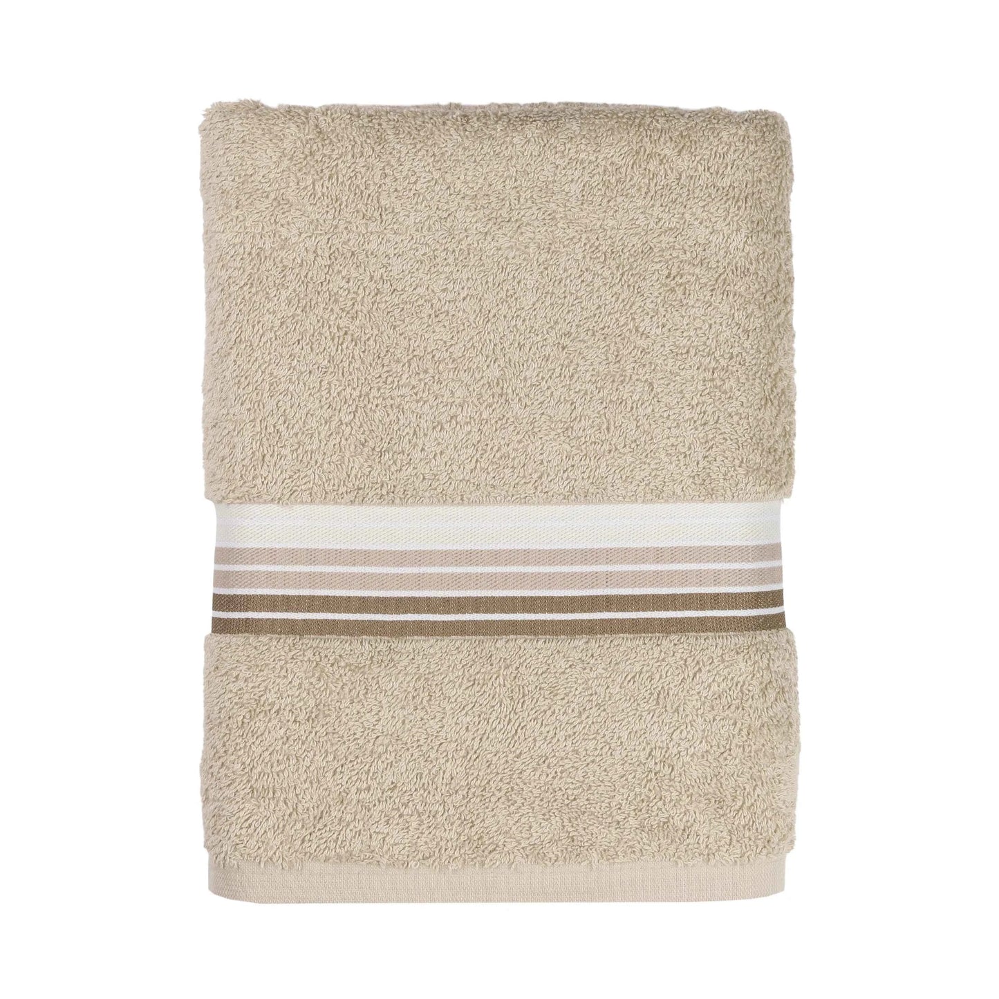 Mainstays Basic Bath Towel – Soft 100% Cotton, Highly Absorbent Striped Design – Everyday Comfort & Style