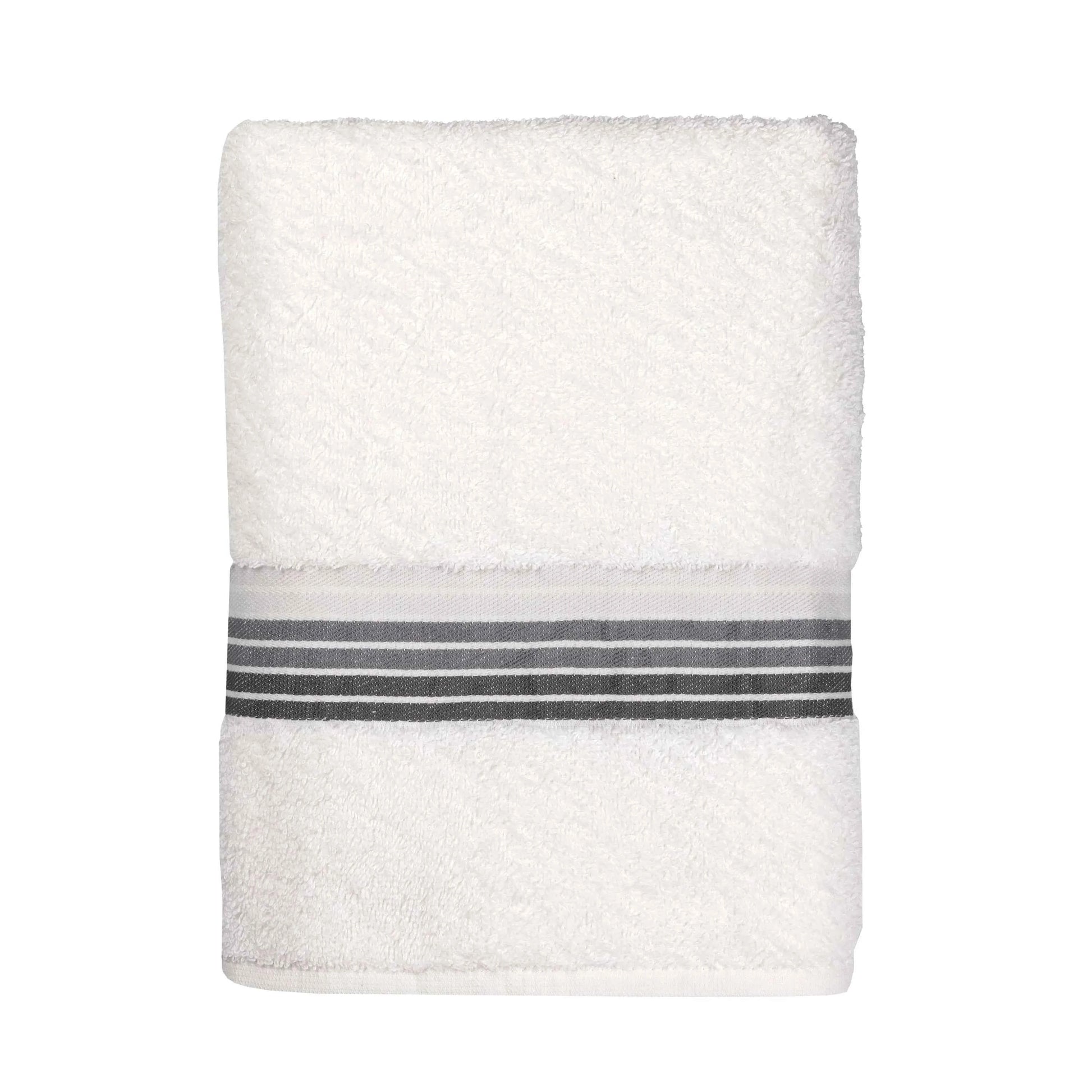 Mainstays Basic Bath Towel – Soft 100% Cotton, Highly Absorbent Striped Design – Everyday Comfort & Style