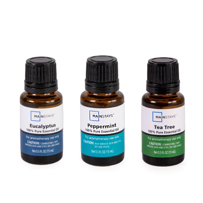 100% Pure Essential Oil Variety 3-Pack – Eucalyptus, Peppermint & Tea Tree (15 ml Each)