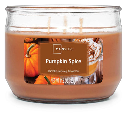Mainstays Pumpkin Spice Scented 3-Wick Candle – 11.5 oz, Fall & Holiday Home Fragrance
