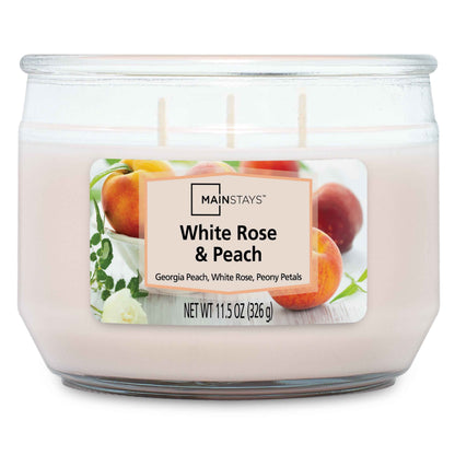 White Rose & Peach 3-Wick Candle – 11.5 oz – Sweet Floral & Fruity Fragrance for Home Ambiance