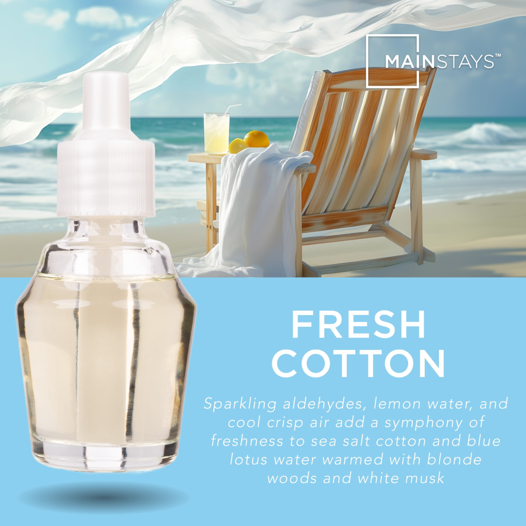 Mainstays Aroma Accent Fresh Cotton Fragrance Oil 24 mL – Clean Linen Home Diffuser Oil Refill Mainstays