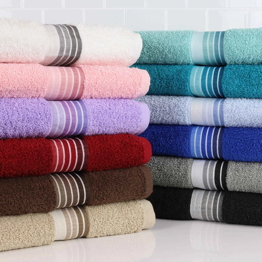 Mainstays Basic Bath Towel – Soft 100% Cotton, Highly Absorbent Striped Design – Everyday Comfort & Style