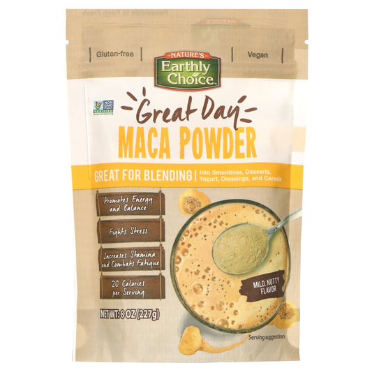 Nature's Earthly Choice Powder Blend Maca – 8 oz Gluten‑Free, Vegan, Non‑GMO Maca Root Powder – Nutty Superfood for Energy, Balance & Stamina