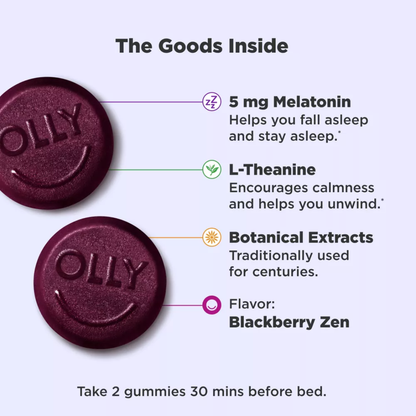 OLLY Extra Strength Sleep Gummies – 5mg Melatonin, Blackberry Zen (70 Count) Olly