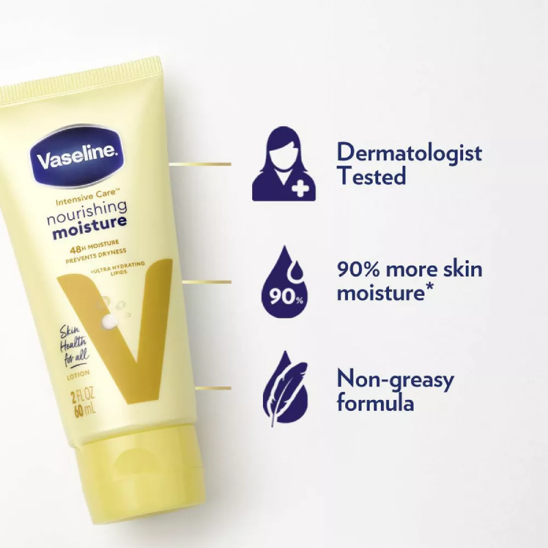 Vaseline Intensive Care Moisturizing Body Lotion with Oat Extract, Travel Size 2 fl oz – Nourishing Hydration for Dry Skin Vaseline
