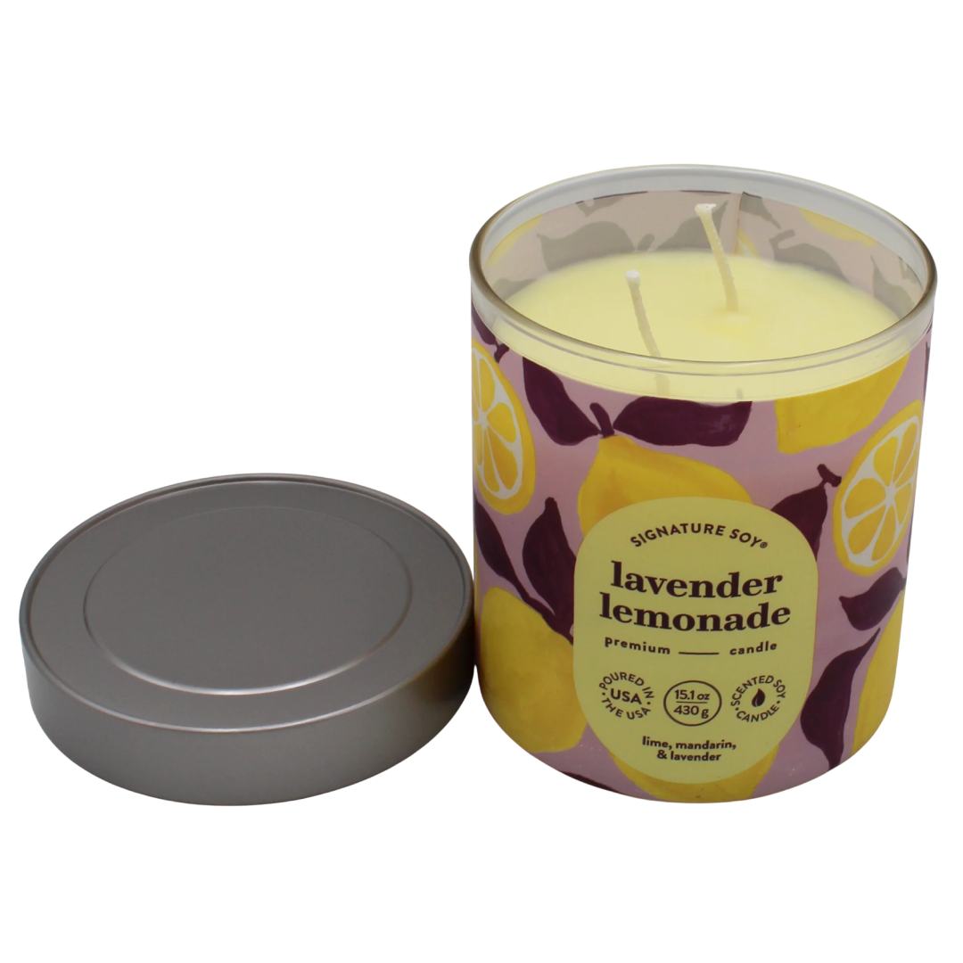Signature Soy Jar Candle Lavender Lemonade Lidded Scented Candle - 15.1 oz Signature Soy