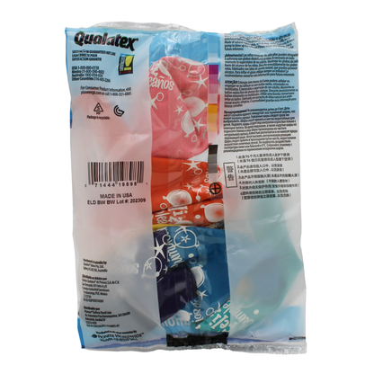 Qualatex 11" Round Party Balloons – Assorted 6 Count “Feliz Cumpleaños” Balloons Qualatex