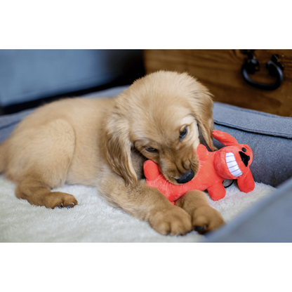 Multipet Smiling Loofa Plush Dog Toy with Squeaker, 6 inch Multipet