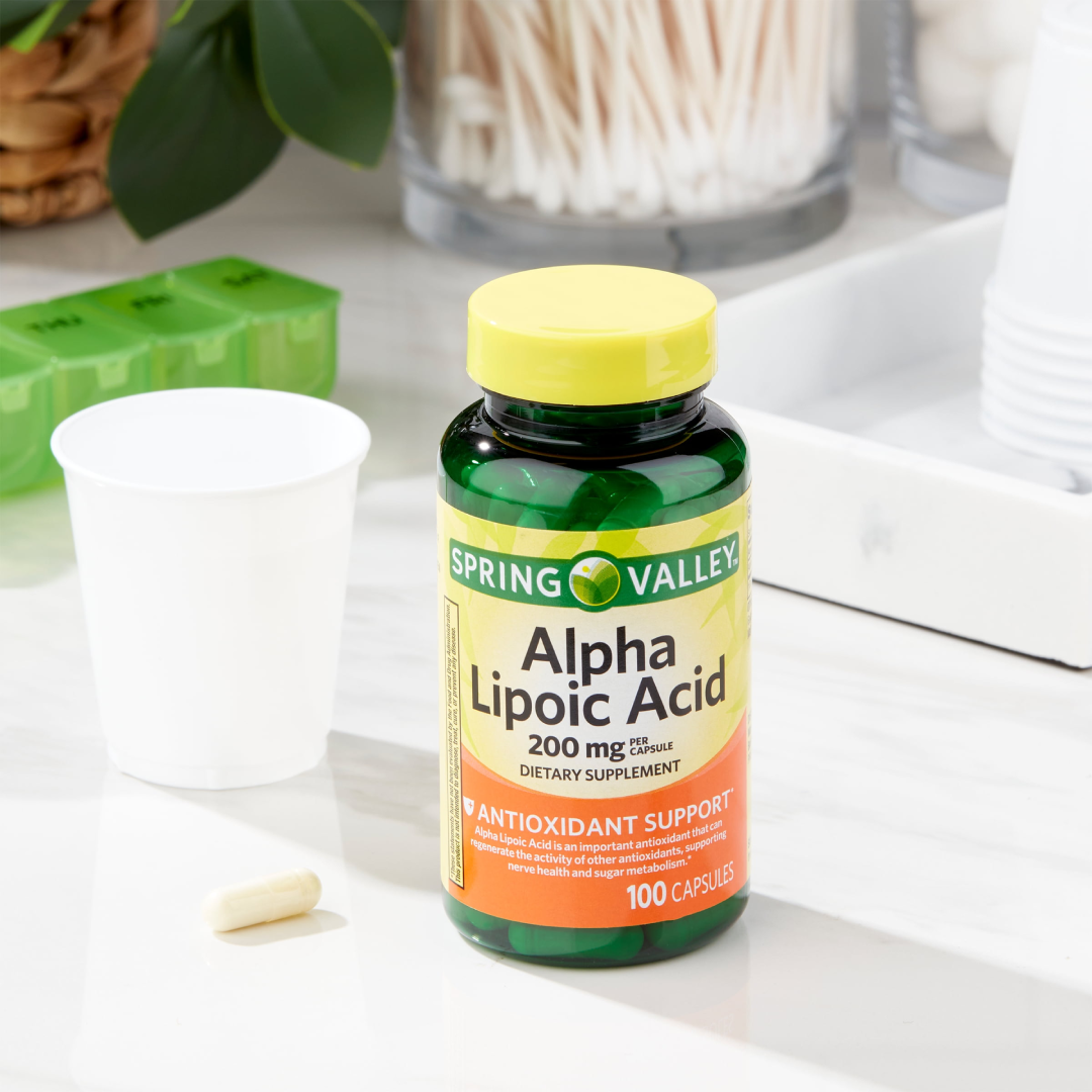 Spring Valley Alpha Lipoic Acid, Antioxidant Support, Dietary Supplement, 200mg Capsule, 100 Count Spring Valley