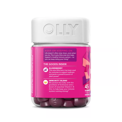 OLLY Active Immunity Elderberry Gummy Supplement, Daytime Immune Support for Adults, 45 Count Olly