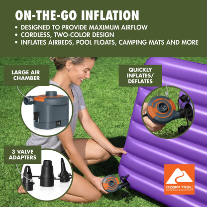 Ozark Trail Sidewinder D Cell Electric Air Pump – Portable & Fast Inflation/Deflation