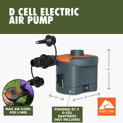 Ozark Trail Sidewinder D Cell Electric Air Pump – Portable & Fast Inflation/Deflation