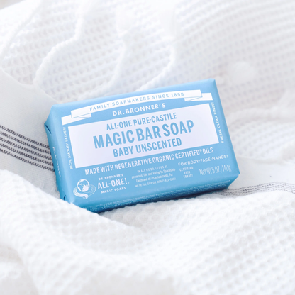 Dr. Bronner's Magic Bar Soap – Baby Unscented - Pure-Castile Soap - 5 oz Dr. Bronner's
