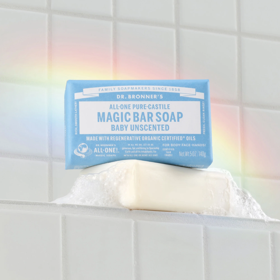 Dr. Bronner's Magic Bar Soap – Baby Unscented - Pure-Castile Soap - 5 oz Dr. Bronner's