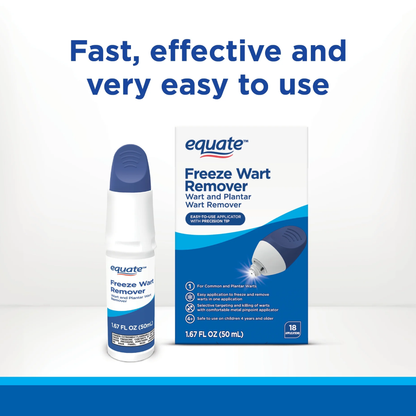 Equate Freeze Wart Remover with Precision Metal Tip, 1.6 fl oz | Common & Plantar Wart Treatment Equate