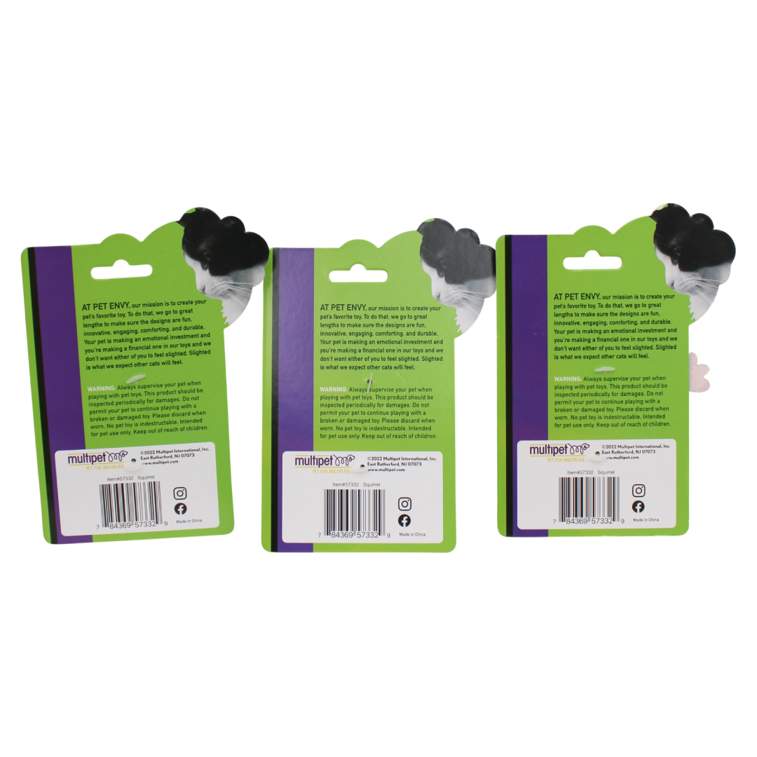 Multipet Pet Envy Squirrel Catnip Cat Toy | Plush Cat Toy Multipet