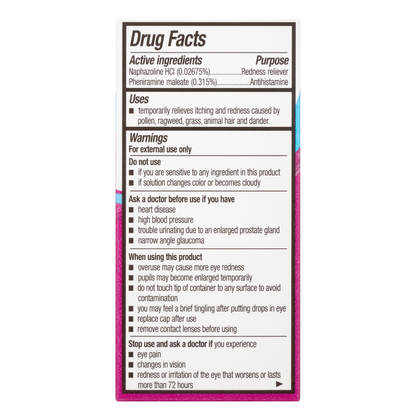 Equate Eye Allergy Relief Antihistamine & Redness Reliever Eye Drops | 0.5 oz Equate