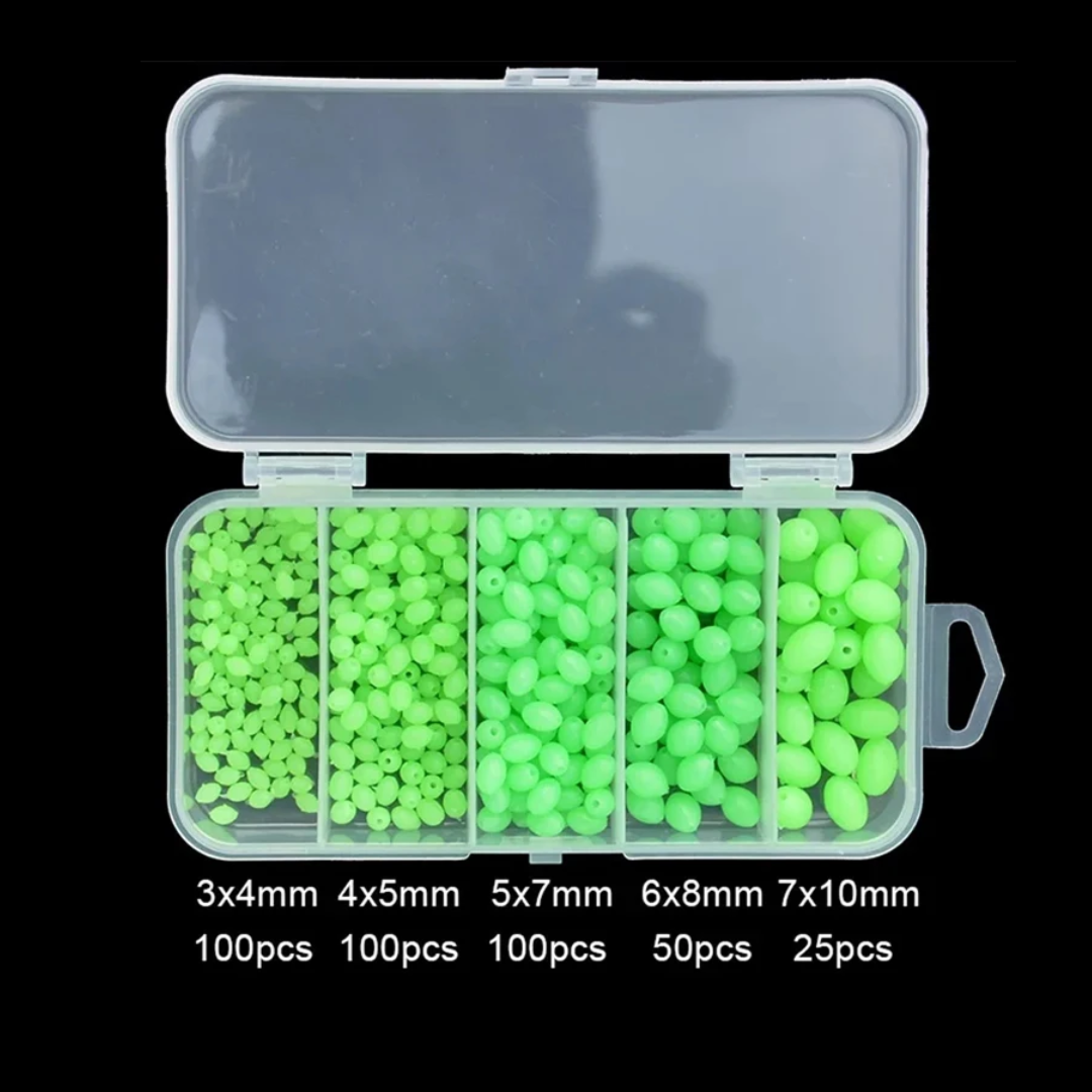 375pcs Glow Fishing Lure Kit – Luminous Beads, Soft Worms & Tackle Set MegoDeals