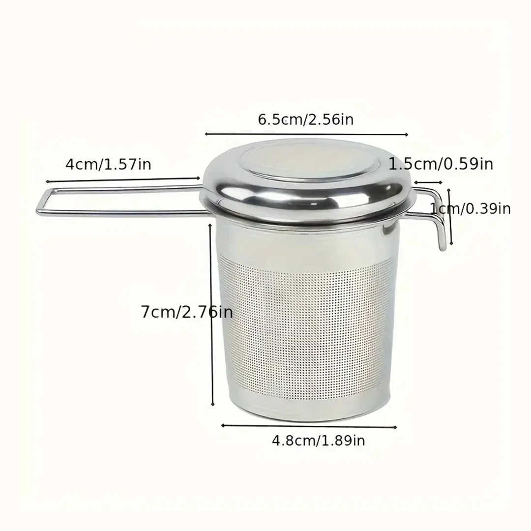 Premium Stainless Steel Tea Filter with Extended Folding Handle | Loose Tea Drainer with Lid | Anti-Scald Multi-Purpose Tea Strainer MegoDeals