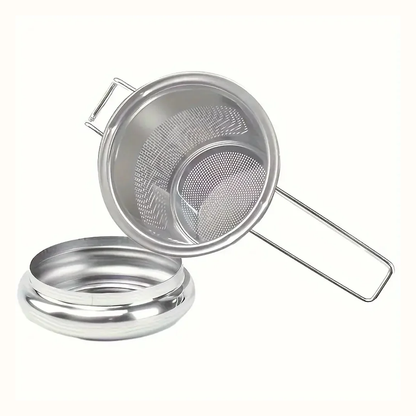 Premium Stainless Steel Tea Filter with Extended Folding Handle | Loose Tea Drainer with Lid | Anti-Scald Multi-Purpose Tea Strainer MegoDeals
