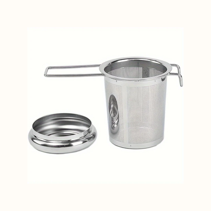 Premium Stainless Steel Tea Filter with Extended Folding Handle | Loose Tea Drainer with Lid | Anti-Scald Multi-Purpose Tea Strainer MegoDeals