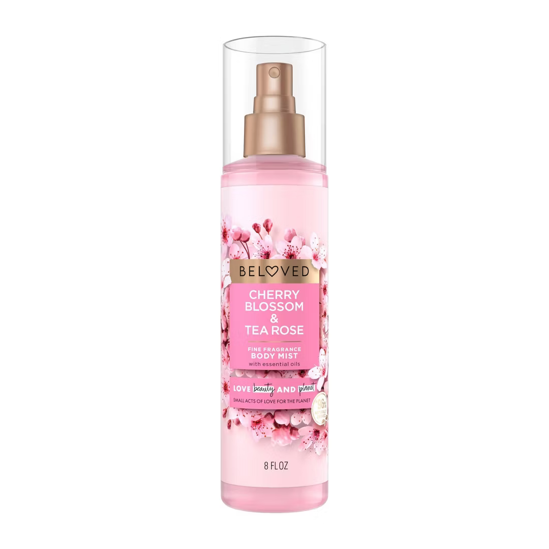 Love Beauty and Planet Beloved Fine Fragrance Body Mist – Cherry Blossom & Tea Rose, 8 fl oz Beloved
