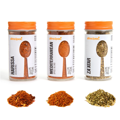 Allrecipes Taste of Morocco Spice Set – Harissa, Mediterranean Blend & Za’atar (Set of 3 Glass Jars) Allrecipes