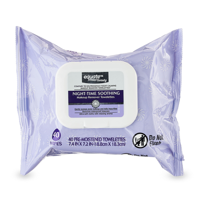 Equate Night-Time Soothing Makeup Remover Wipes for Face Care – 80 Count Equate