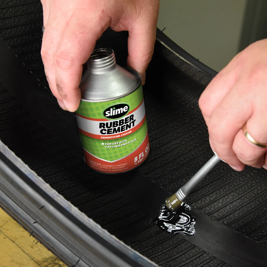 Slime Rubber Cement with No-Mess Brush Applicator – 8oz (1050) for Tire Repairs Slime