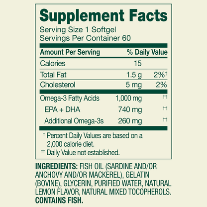 Spring Valley Omega-3 Fish Oil Softgels 1000mg – Heart, Brain & General Health (60 Count) Spring Valley