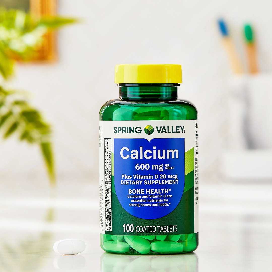 Spring Valley Calcium Plus Vitamin D Tablets 600 mg | Bone Health Supplement (100 Count) Spring Valley