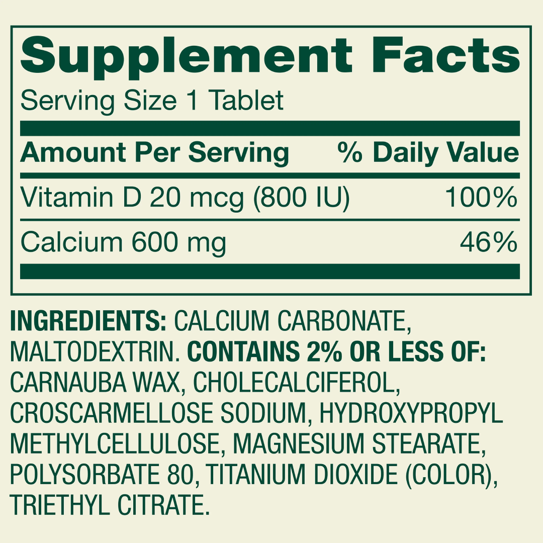 Spring Valley Calcium Plus Vitamin D Tablets 600 mg | Bone Health Supplement (100 Count) Spring Valley