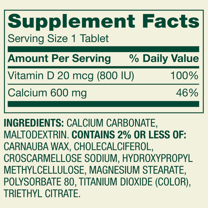 Spring Valley Calcium Plus Vitamin D Tablets 600 mg | Bone Health Supplement (100 Count) Spring Valley
