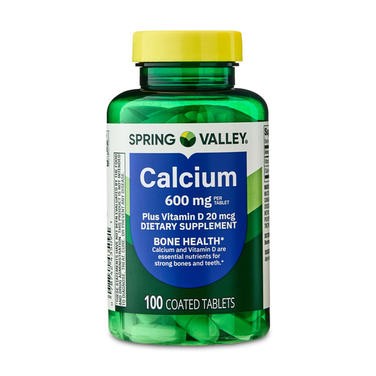 Spring Valley Calcium Plus Vitamin D Tablets 600 mg | Bone Health Supplement (100 Count) Spring Valley