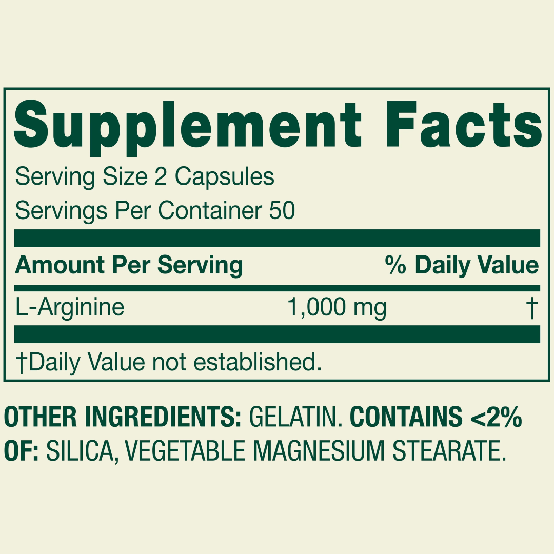 Spring Valley L-Arginine 500 mg Capsules | Heart & Circulation Support | 100 Count Spring Valley