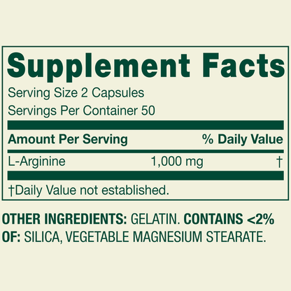 Spring Valley L-Arginine 500 mg Capsules | Heart & Circulation Support | 100 Count Spring Valley