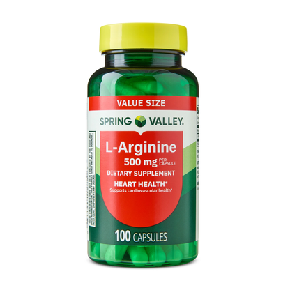 Spring Valley L-Arginine 500 mg Capsules | Heart & Circulation Support | 100 Count Spring Valley