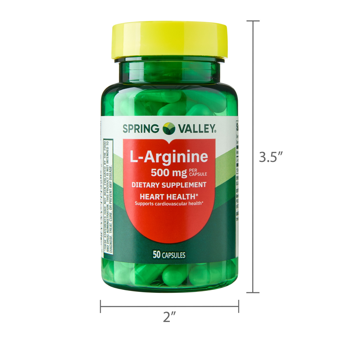 Spring Valley L-Arginine 500 mg Capsules | Heart & Circulation Support | 50 Count Spring Valley