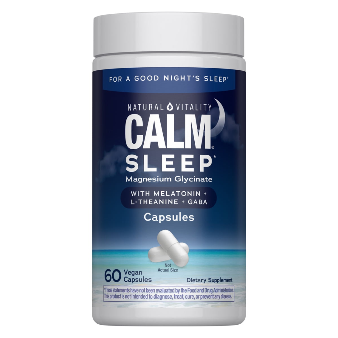 Nature's Vitality CALM Sleep Magnesium Glycinate 60 Vegan Capsules – Restful Sleep Support Natural Vitality