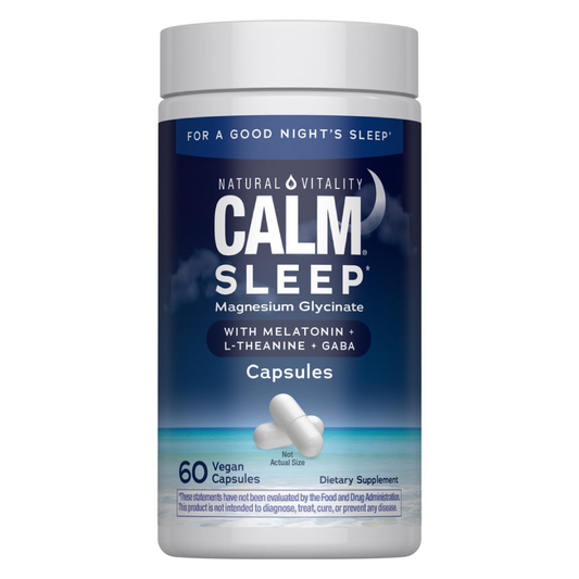 Nature's Vitality CALM Sleep Magnesium Glycinate 60 Vegan Capsules – Restful Sleep Support Natural Vitality