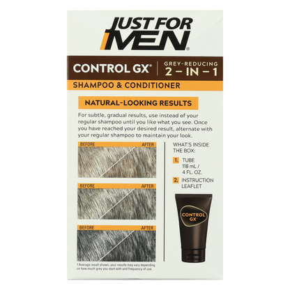 Just For Men Control GX Grey Reducing Shampoo | Gradual Hair Color with Keratin – 4 fl oz Just For Men