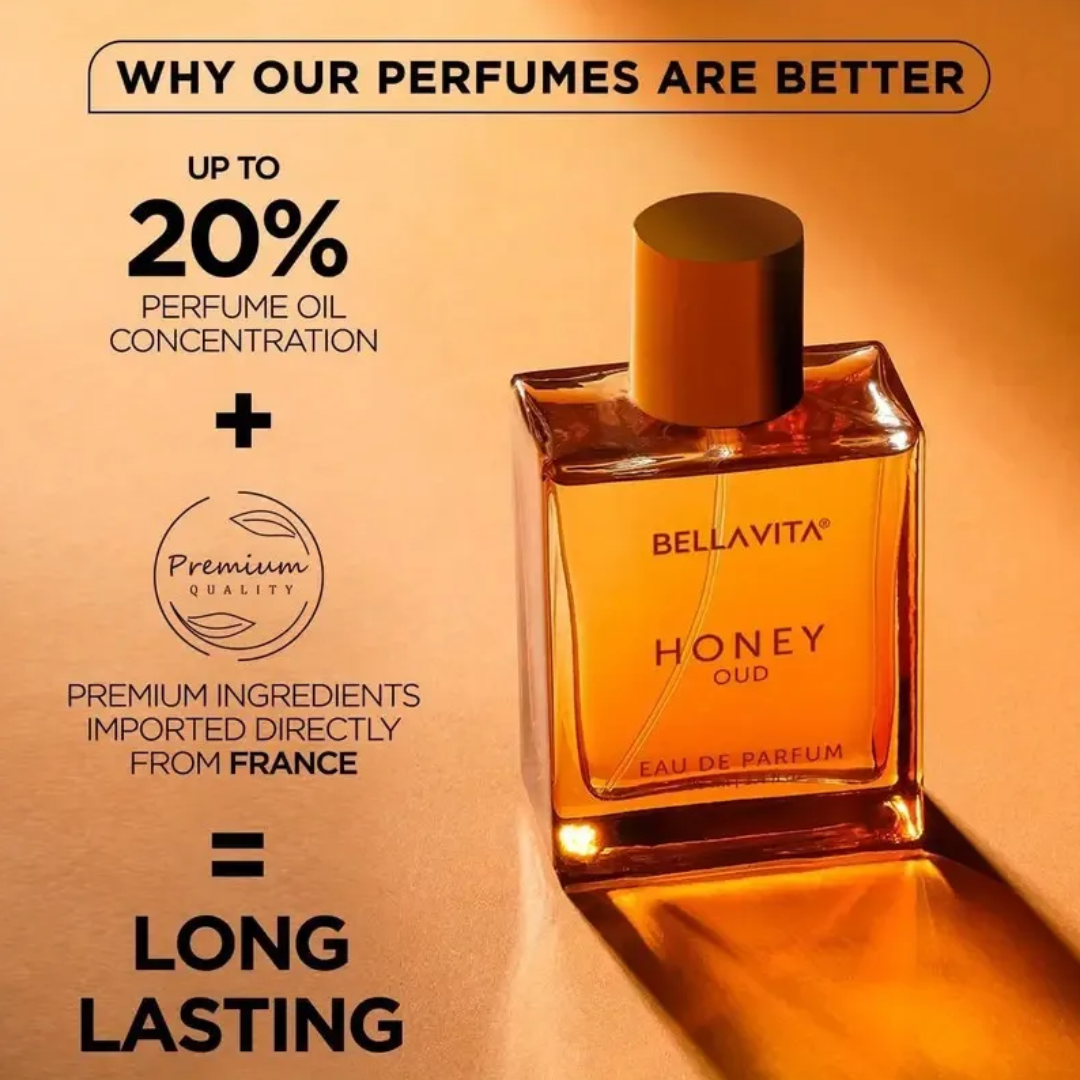 BellaVita Luxury Honey Oud Eau de Parfum | Unisex Long-Lasting Fragrance – 3.4 fl. oz. | Clean, Vegan & Cruelty-Free BellaVita