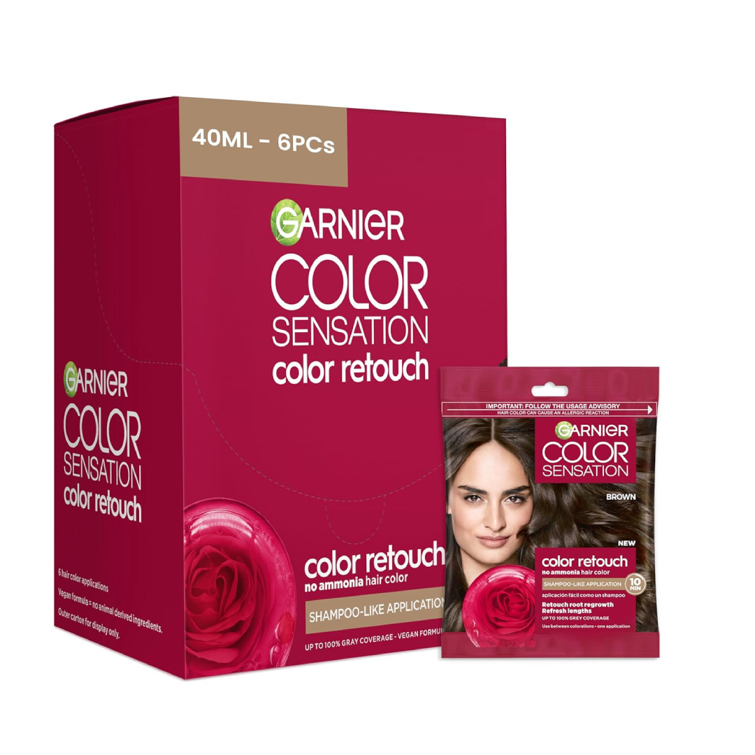 Garnier Color Sensation Color Retouch Brown 5.0 | Demi-Permanent Root Touch-Up with 100% Gray Coverage | Pack of 6 Garnier